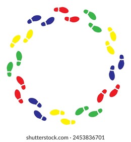 colorful shoes print vector illustration, white background.