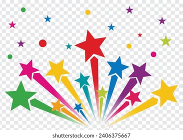 
Colorful shooting stars graphic logo.  Shooting stars icons. Abstract shooting star.
