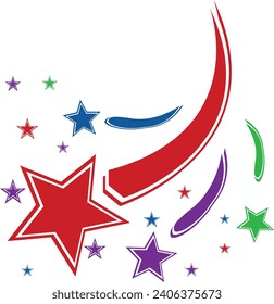 
Colorful shooting stars graphic logo.  Shooting stars icons. Abstract shooting star.

