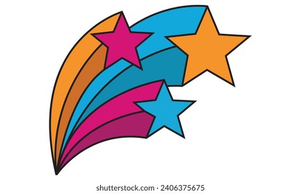 
Colorful shooting stars graphic logo.  Shooting stars icons. Abstract shooting star.
