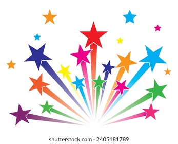 Colorful shooting stars. Shooting stars icons. Abstract shooting star.