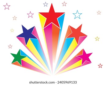 Colorful shooting stars. Shooting stars icons. Abstract shooting star.