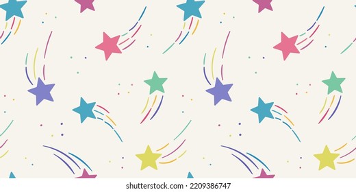 Colorful Shooting Stars Repeat Background, Seamless Pattern