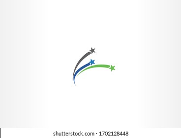 Colorful shooting stars vector symbol logo template. Simple logo design concept