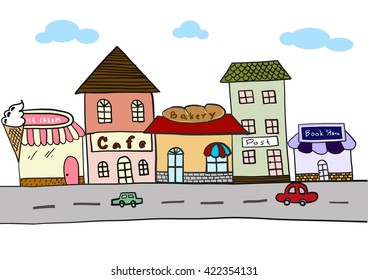 Colorful shop in the city vector cute style