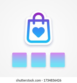 Colorful shopping bag icon with empty windows. Retail, shopping in social network. Social media concept.Vector illustration. EPS 10