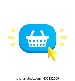 Colorful shopping basket button. Design elements for mobile and web applications. Shopping basket button in stylish colors for your web shop. Shopping basket button vector illustration.  