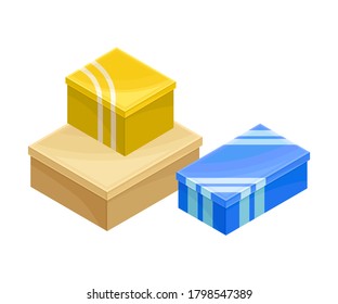 Colorful Shopping Boxes and Packages Vector Isometric Illustration