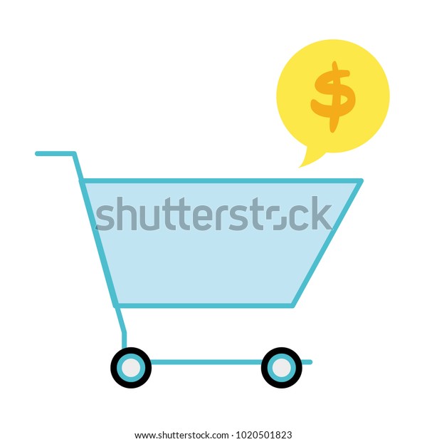 colorful shopping car with dollar symbol inside\
chat bubble