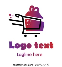 Colorful shopping cart logo vector illustration with dummy texts on white background.