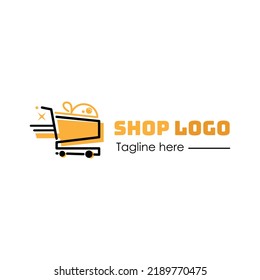 Colorful shopping cart logo vector illustration with dummy texts on white background.