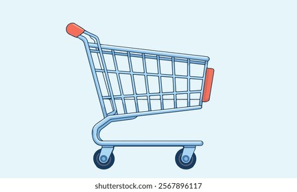 Colorful Shopping cart with shopping trolley for super shop and supershop add to cart trolley icon with wheel and light-weight cart for shops.