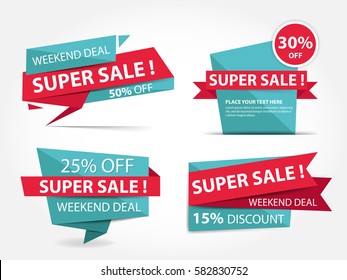 Colorful shopping sale banner template, discount sale banner collection set