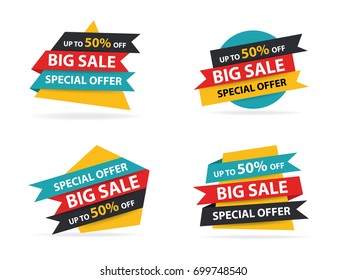 Colorful Shopping Sale Banner Template Discount Stock Vector (Royalty ...