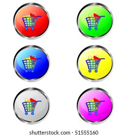 Colorful shopping vector buttons