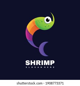 colorful shrimp logo illustration vector template