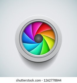 Colorful shutter aperture. Illustration of camera shutter. Vector illustration.