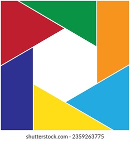Colorful shutter aperture outline. Abstract background or frame with photographic theme.Camera shutter on colorful background,vector illustration