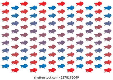 Colorful siamese fighting fish shape texture pattern on white background, seamless vector file.