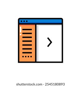 Ícone colorido do menu lateral. Ilustração vetorial. Isolado sobre fundo branco