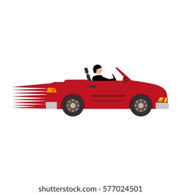 colorful side view vehicle with driver