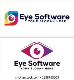 Colorful sign eye vision lens element vector logo. creative concept suitable for internet social media software business corporate company app