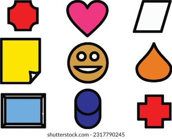Colorful signs ,symbols and icons drawing is an isolated collection of transparent vector design ,great for computer ,internet ,website ,book cover ,card and different web and print purposes