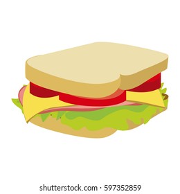 colorful silhouette with big sandwich vector illustration