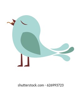 colorful silhouette of bird with worm in the peak vector illustration