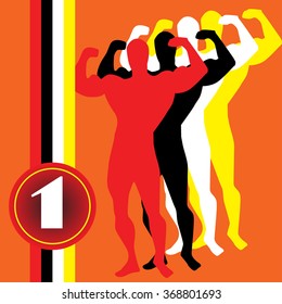 colorful silhouette of bodybuilder