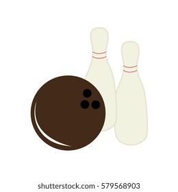 colorful silhouette bowling game icons