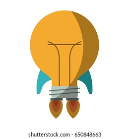colorful silhouette of bulb light in shape of space rocket without contour and shading vector illustration
