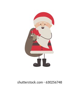 colorful silhouette caricature of santa claus with gift bag vector illustration