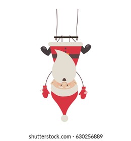 colorful silhouette caricature of santa claus pendant of swing vector illustration