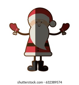 colorful silhouette caricature of santa claus with open arms and half shadow vector illustration