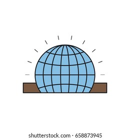 colorful silhouette closeup flat globe earth world chart depositing in rectangular slot vector illustration