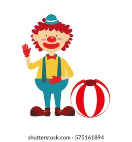 colorful silhouette with clown with colored ball