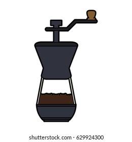 colorful silhouette coffee grinding jar with crank