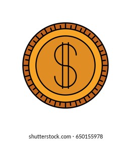 colorful silhouette of coin icon vector illustration