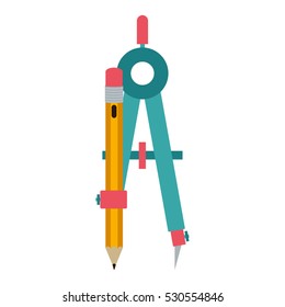 colorful silhouette compass with pencil
