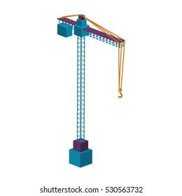 colorful silhouette construction tower crane