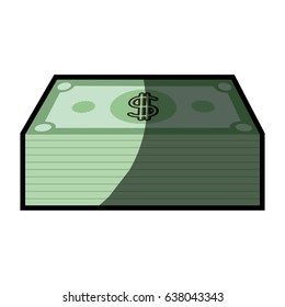 colorful silhouette with dollars bill stack with half shadow vector illustration