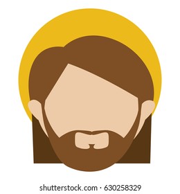 colorful silhouette of faceless head of saint joseph father vector illustration