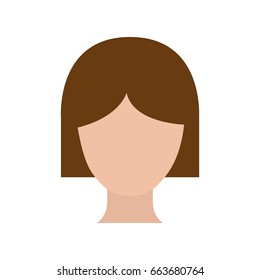 colorful silhouette faceless woman with short hair vector illustration