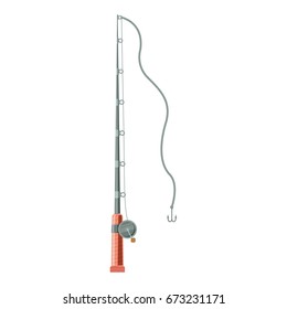 colorful silhouette of fishing rod with nylon reel vector illustration