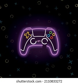 colorful silhouette gamepad glow lights on dark