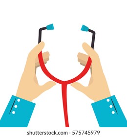 colorful silhouette of hands with stethoscope