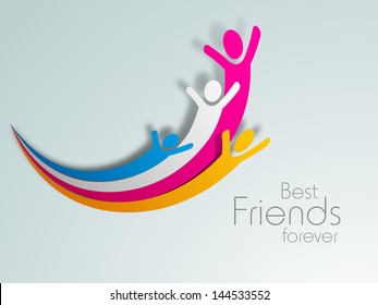 Colorful silhouette of happy peoples, background for happy friendship day.