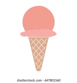 colorful silhouette of ice cream ball in cone and without contour vector illustration