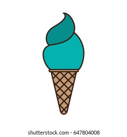 colorful silhouette of ice cream cone vector illustration